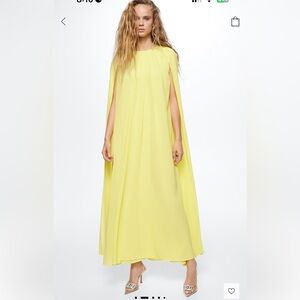 Mango Sleeve Slit Dress Yellow Worn once + Dry Cleaned Perfect Condition Size 4